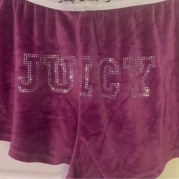 Retro Juicy Couture Velour Y2K Shorts Size Small Purple - Picture 4 of 5
